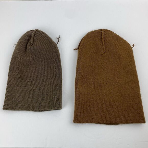 Lot of 2 Vintage Carhartt Beanie Hat Watch Cap Brown Green Knit USA Acrylic A18 - Picture 4 of 10